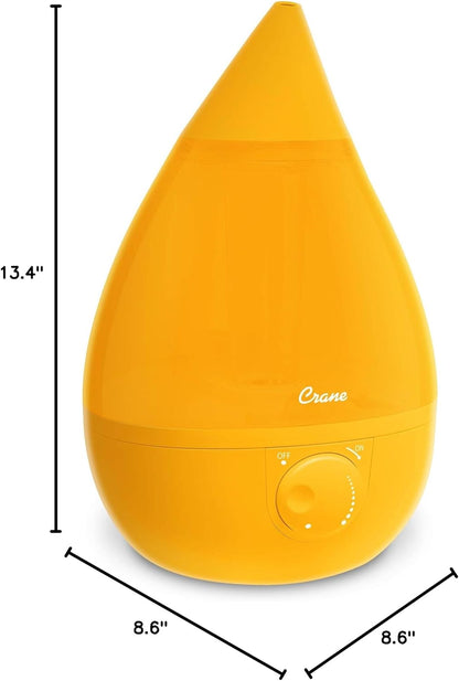 Crane Ultrasonic Cool Mist Humidifier for Bedroom, Baby Nursery, Kids Room, Plants, or Office, Large 1 Gallon Tank, Filter Optional, Clear and White