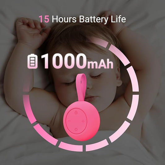 Portable Baby Sound Machine [White Noise for Babies Kids Adults][Timer Function][12 Soothing Sounds] 15 Hours Battery Life, Travel,Registry Gift,Shower,Clips on Baby Stroller.Rose