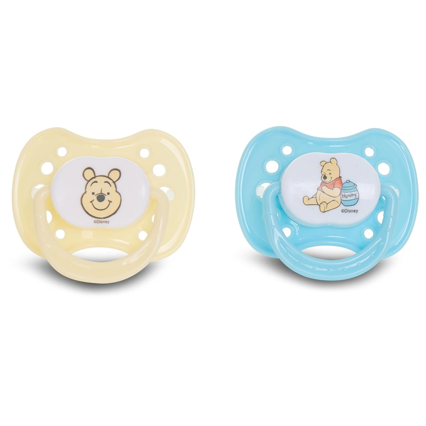 Disney Baby Bottles and Pacifiers Set – 2 Hourglass-Shaped 11oz Bottles + 2 Orthodontic Pacifiers – Officially Licensed Mickey, Minnie, Pooh & Dumbo Designs – BPA-Free Feeding Gift Set