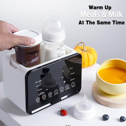 Losbenco Double Bottle Warmer and Steri-lizer, 8-in-1 Fast Baby Milk Warmer with Timer for Breastmilk or Formula, Multifunctional Bottle Warmer with Food Heater Defro