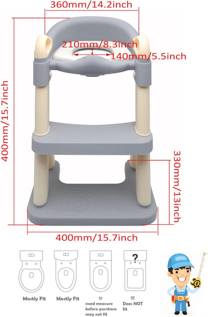 HTTMT- Giraffe Potty Training Toilet Ladder Seat With Upgraded Cushion Step Stool Ladder Toilet Chair/Toilet Trainer for Baby Toddler Kids Children In Pink [P/N: ET-BABY001-PINK STEP]