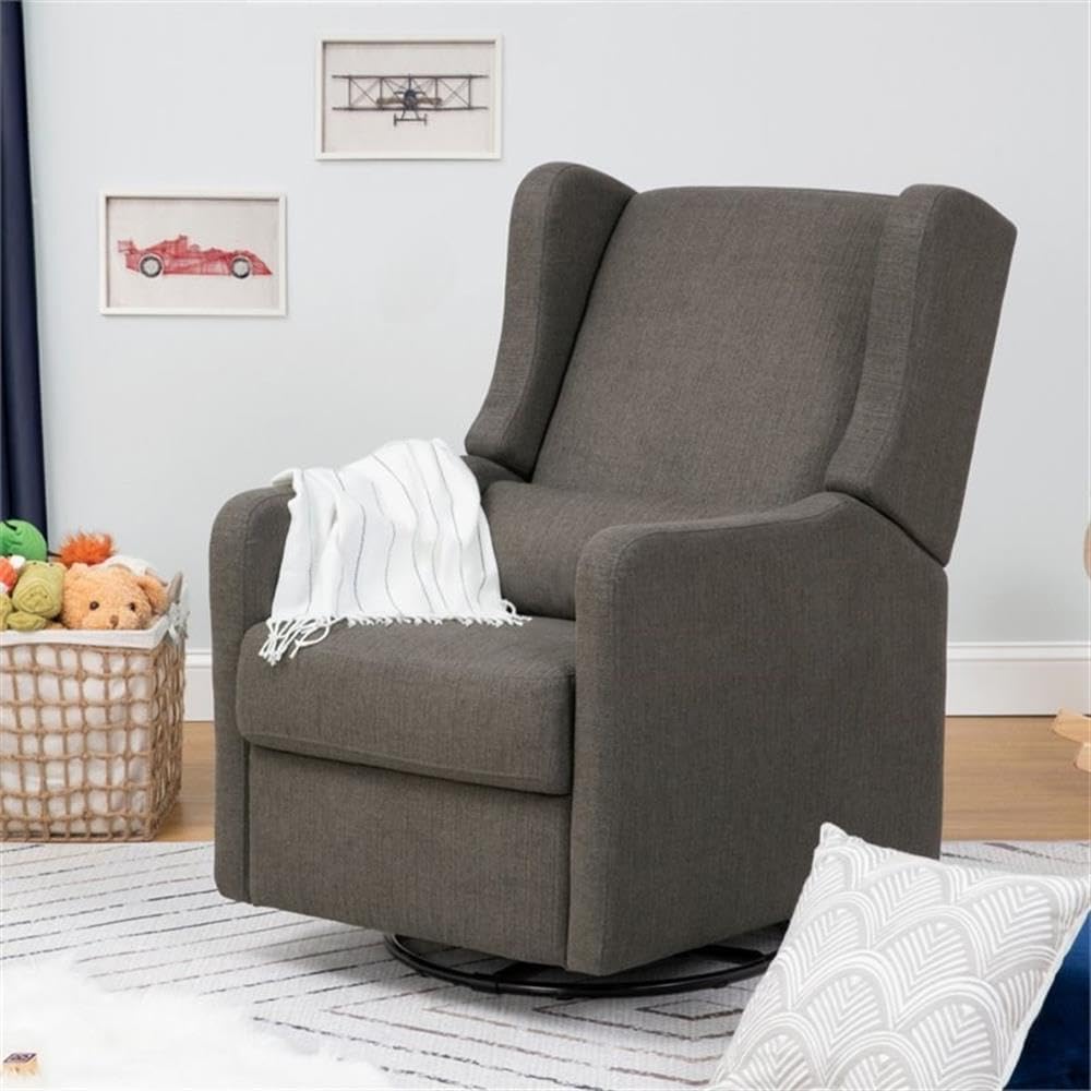 Davinci Carter's Arlo Recliner and Swivel Glider, Water Repellent & Stain Resistant, Greenguard Gold & CertiPUR-US Certified, Performance Forest Green Linen