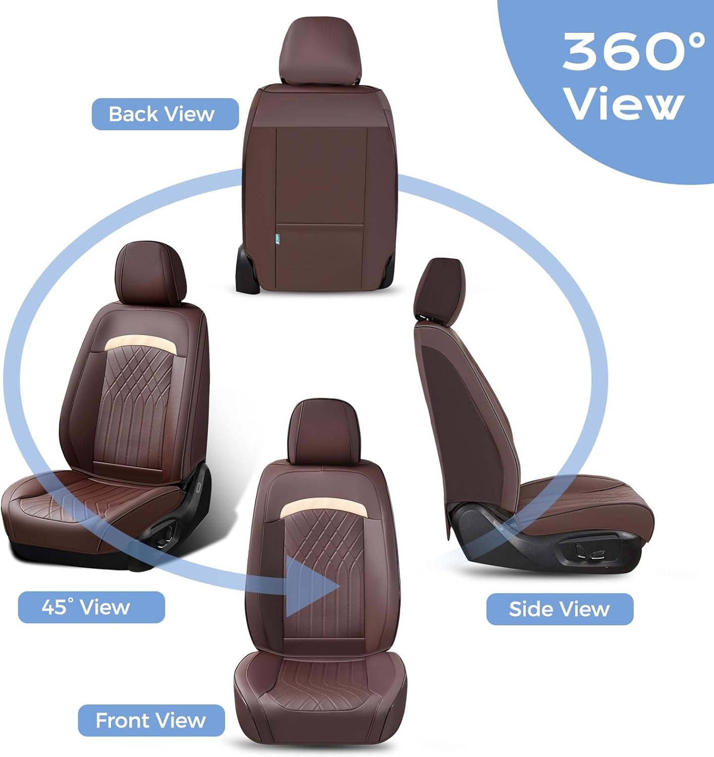 FLORICH Car Seat Covers Front Seat, Leather Seat Covers for Cars, Car Seat Protector Waterproof, Universal Automotive Seat Covers, Front Car Seat Cover Fit for Most Sedans SUV Pick-up Truck