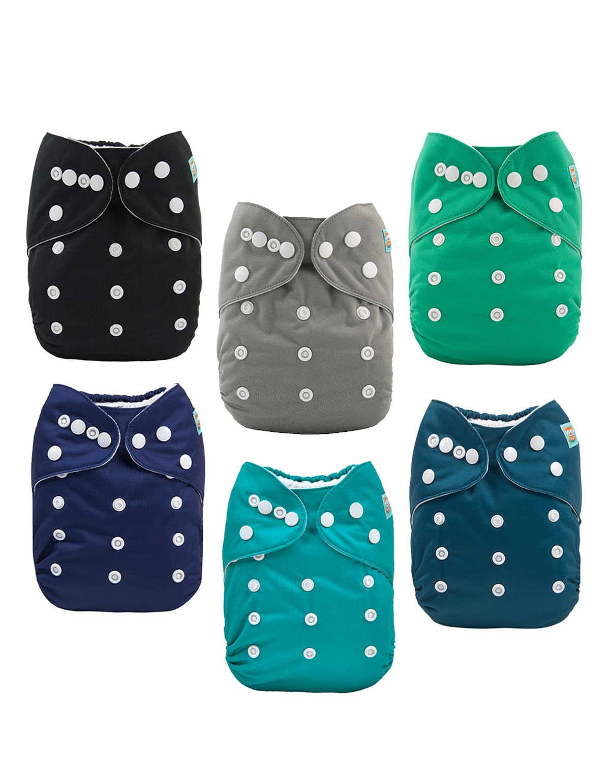ALVABABY Baby Cloth Diapers 6 Pack with 12 Inserts Cloth Diaper Covers Adjustable Washable Reusable for Baby Girls and Boys