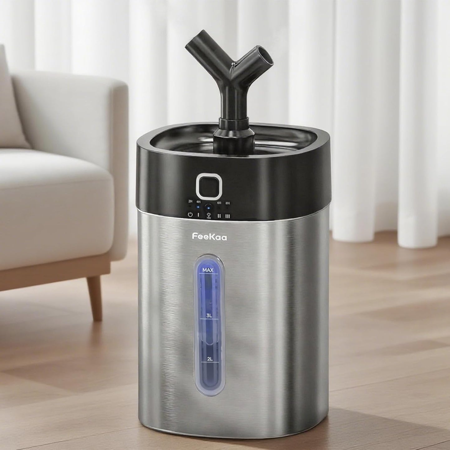 Feekaa Stainless Steel Humidifier, Easy Clean Dishwasher Safe, 4L/1Gal Cool Mist Humidifiers for Bedroom, Humidifiers for Baby, Humidifier Large Room for Nursery, Plant, Office, Living Room, White