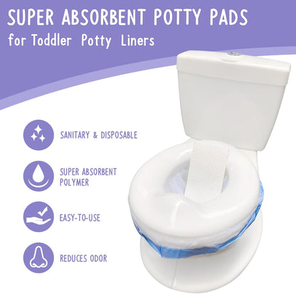 50 Packs Super Absorbent Urine Pads Portable Child Used with Travel Potty Bags Disposable Liners for Toddlers, Toilet Seat for Kids Pee Training