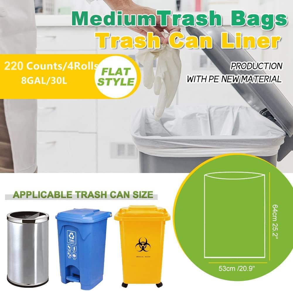 Handle Trash Bags 4 Gallon 100 Counts Small Garbage Bags for Office,Kitchen,Bedroom Waste Bin, Rubbish,Trash Can Liner