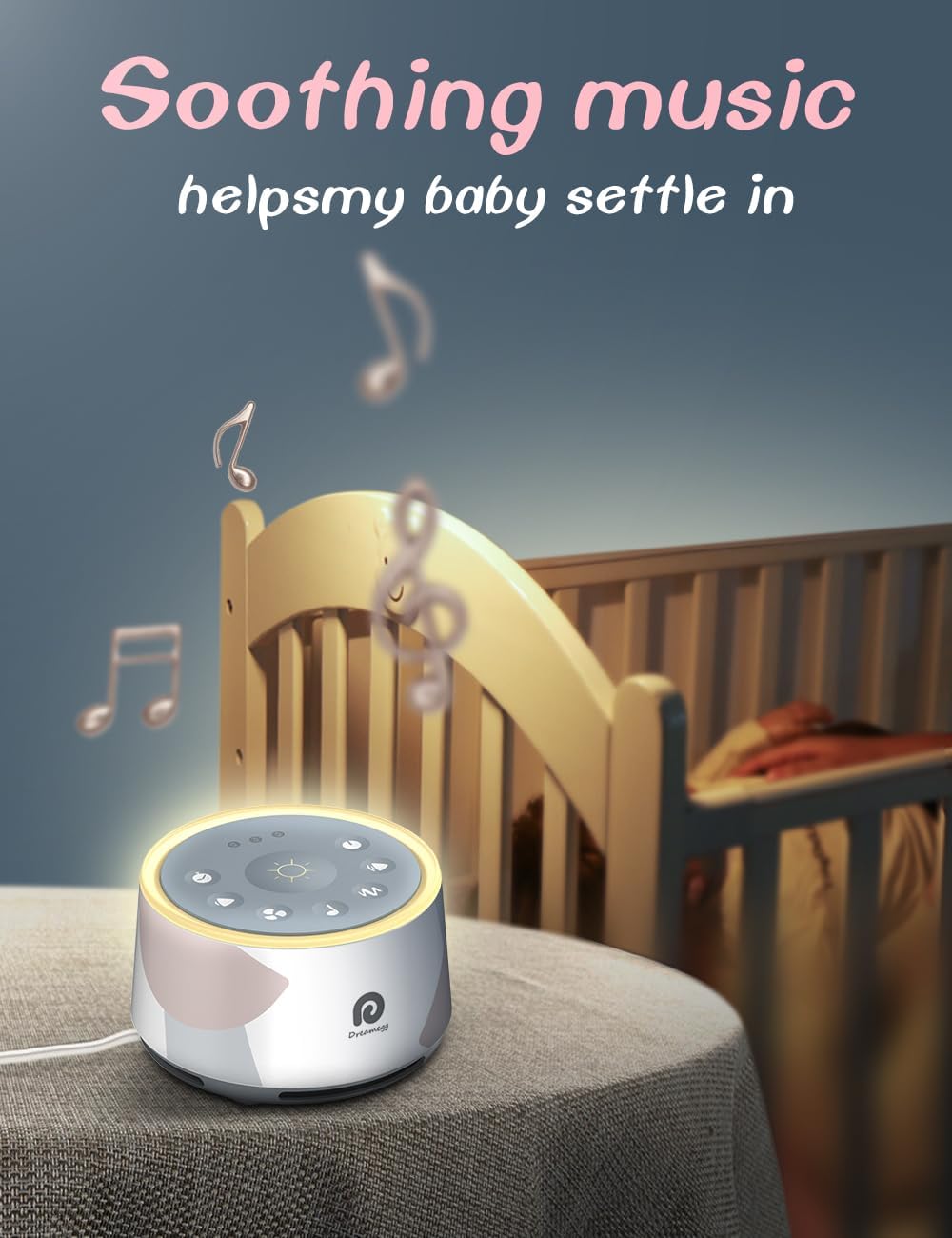 Dreamegg D1+ Sound Machine & Alarm Clock - Sound Machine for Sleep, White Noise Machine with 29 Soothing Sounds, Night Light, 0-100% Dimmable, White Noise Alarm Clock for Bedrooms Adults Baby