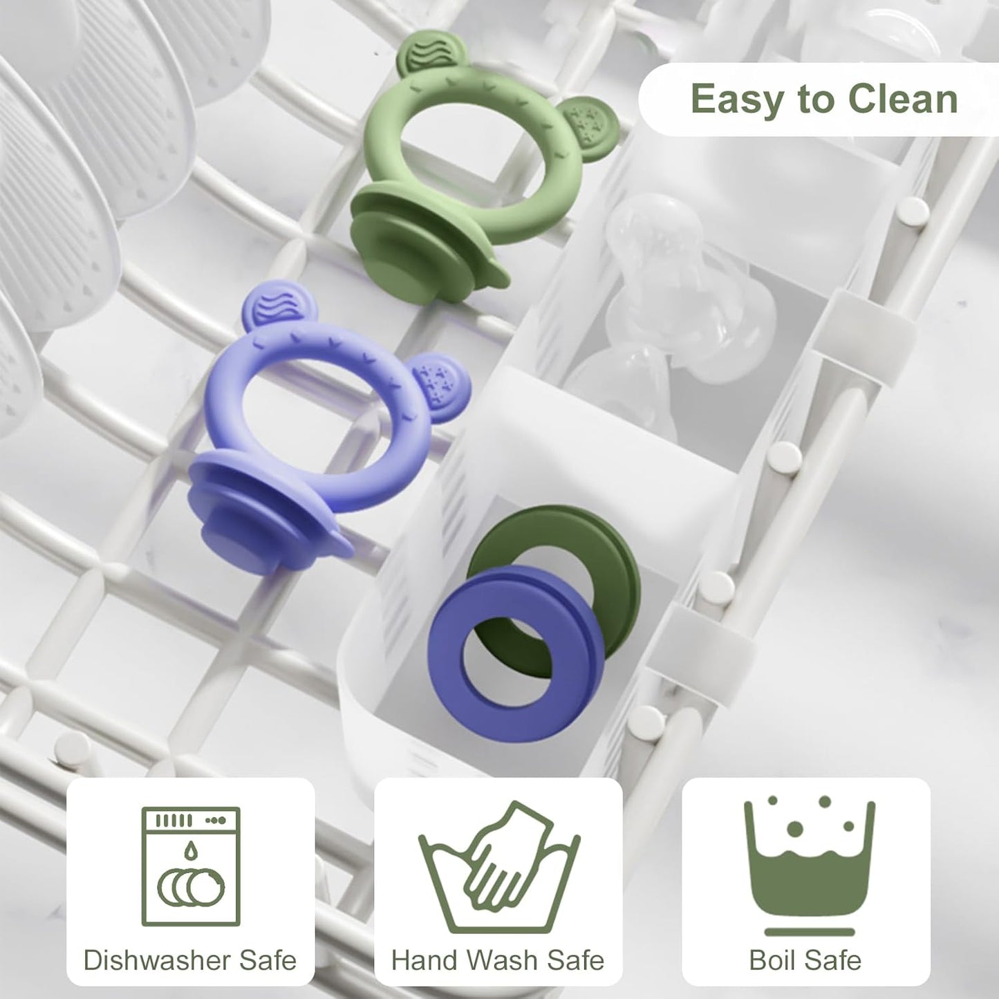 WAJIAYON Baby Breastmilk Popsicle Molds & Baby Fruit Feeder (4 Pack), Infant Food Freezer Tray Storage Containers, Silicone Teething Pacifier Feeder and Teether for Babies,Boys and Girls-Pink&Purple