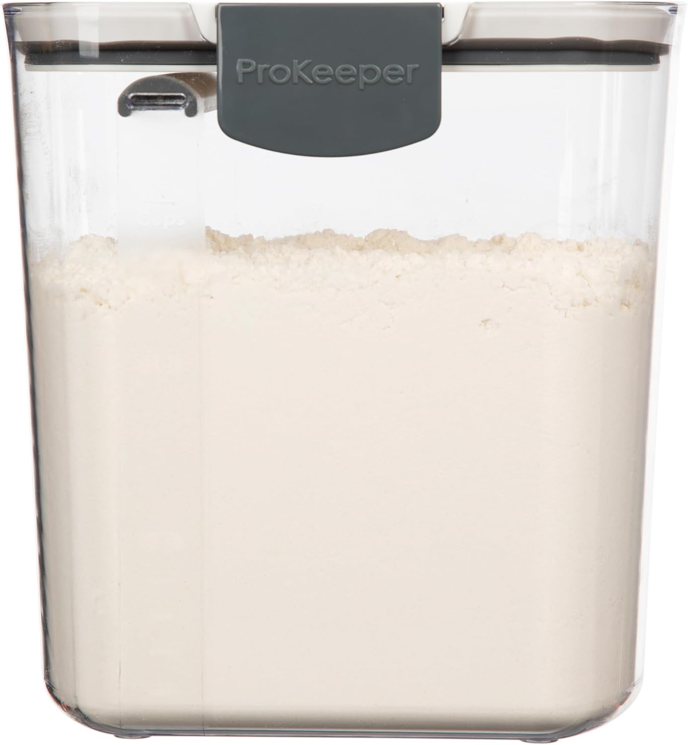 ProKeeper 1 Quart Airtight Powdered Sugar Storage Container – Grey, BPA-Free Plastic