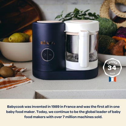 BEABA Babycook Neo, Baby Food Maker, Glass Bowl Baby Food Processor, 4 in 1 Steam Cook & Blender, Stainless Steel Steam Basket, Easy Clean Reservoir, 5.5 Cup Capacity, Eucalyptus