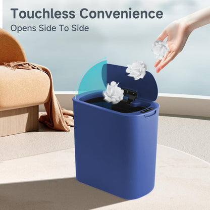 TIPGO 5 Gallon Motion Senor Bathroom Trash Can with Lid, Automatic Garbage Can Touchless, Smart Plastic Waste Basket for Narrow Spaces, Bathroom, Office, Bedroom, Living Room (White)