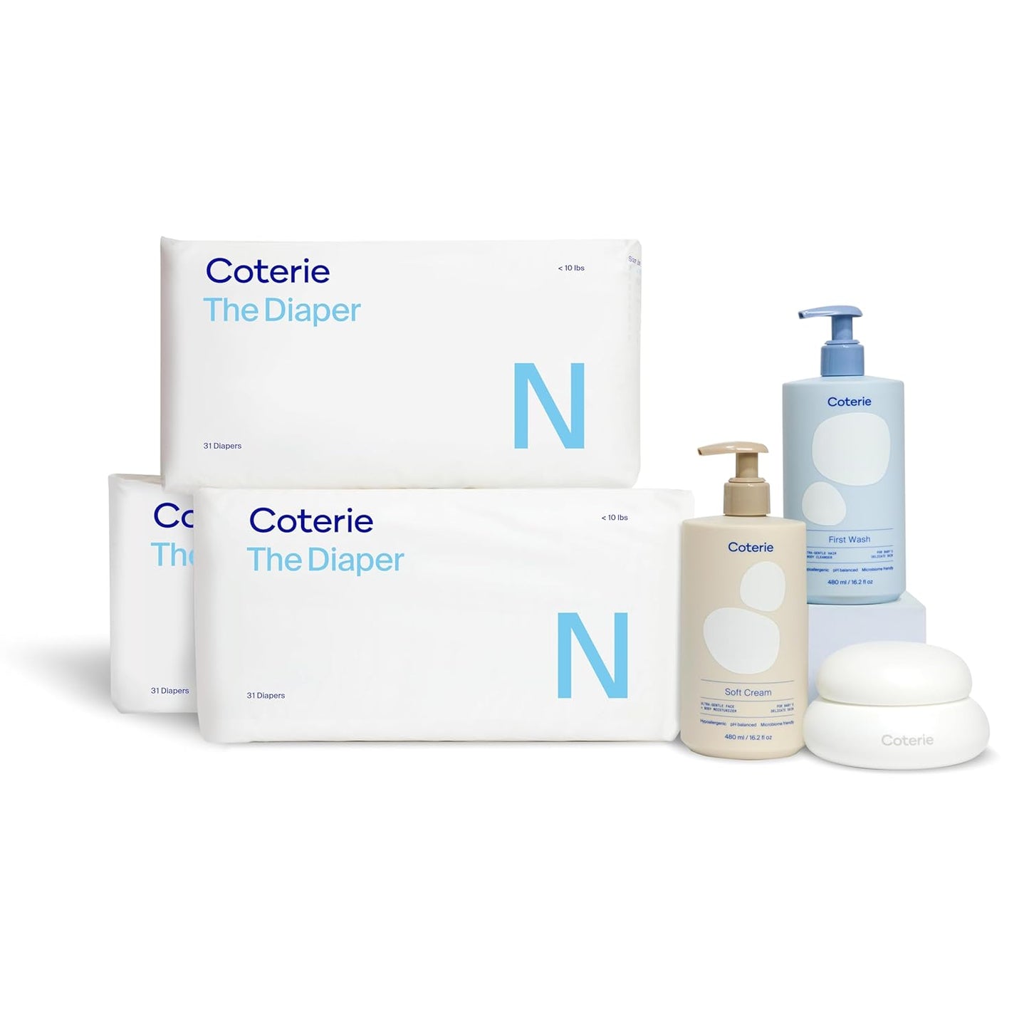 Coterie Baby Dry Skin Skincare Essentials Set | 16.2 oz Face + Body Lotion, 4.7 oz Diaper + Dry Skin Balm | Fragrance Free, Safe for Sensitive Skin, Hypoallergenic, Microbiome Friendly, Eczema Safe
