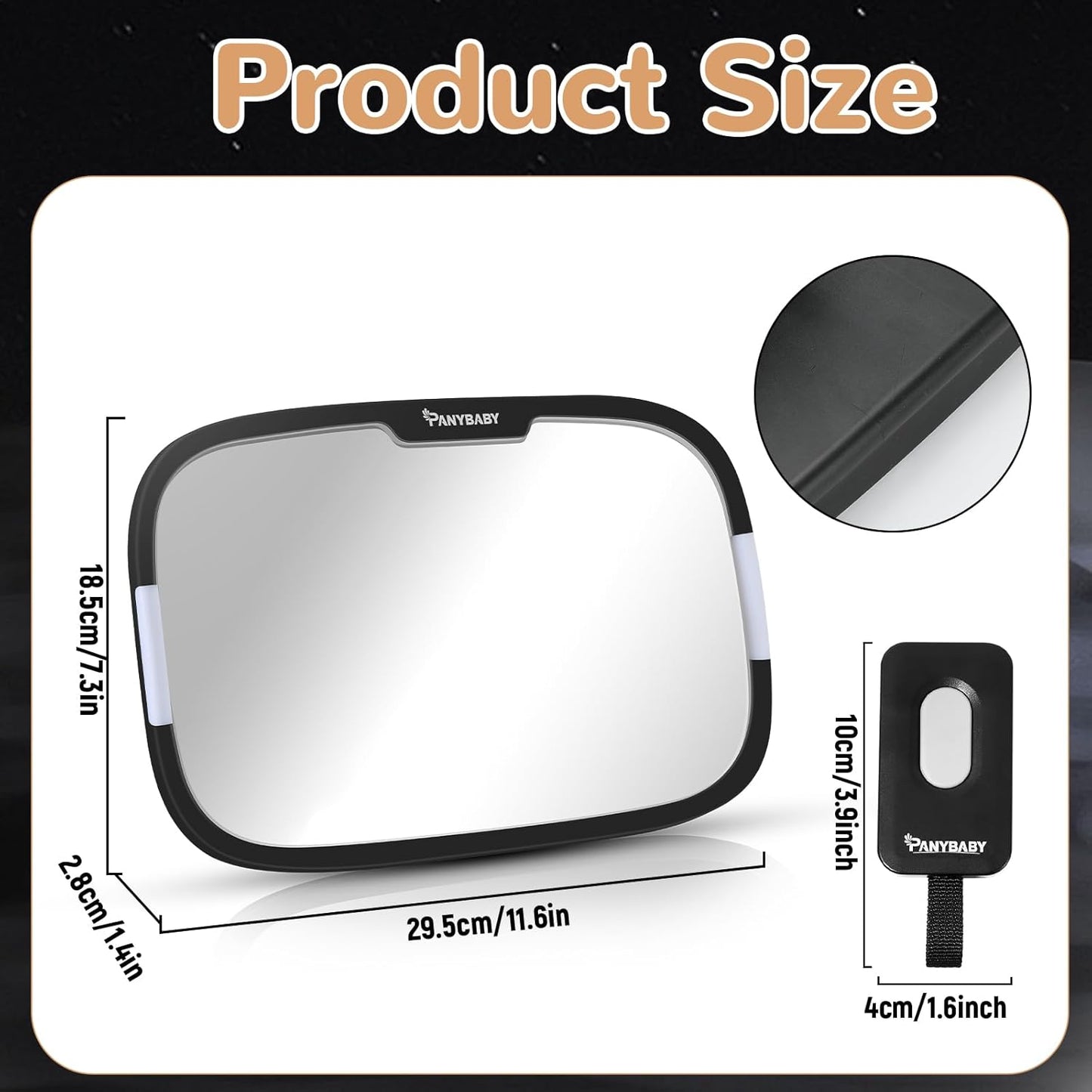 LED Baby Car Mirror With Light for Day and Night Driving, Safety Car Seat Mirror for Rear Facing with Wide Crystal Clear View, Shatterproof, 360° Rotation, Crash Tested and Certified