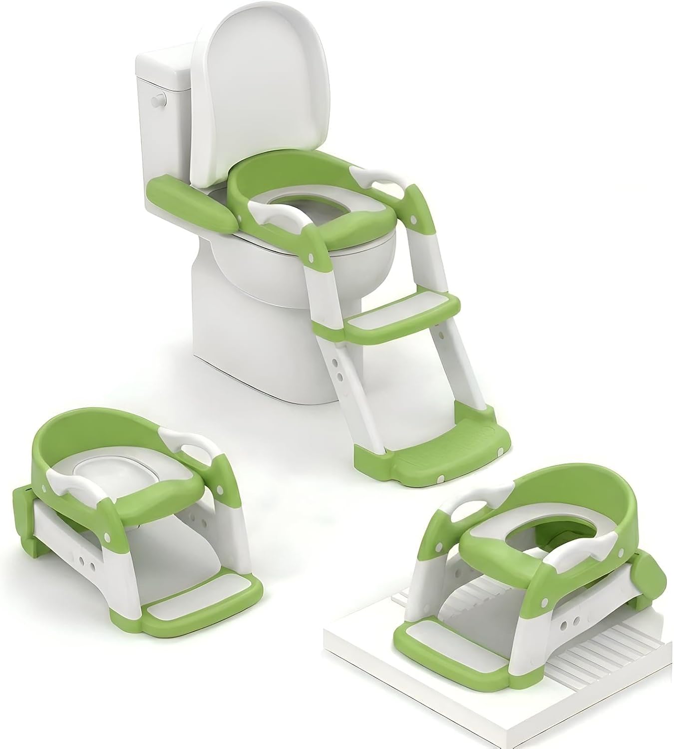 Potty Training Seat - 2026 Upgraded 3-in-1 Foldable Potty Chair with Adjustable Step Stool, Removable Cushion & Splash Guard, Portable Potty Training Toilet for Toddler Boys and Girls (Cyan)