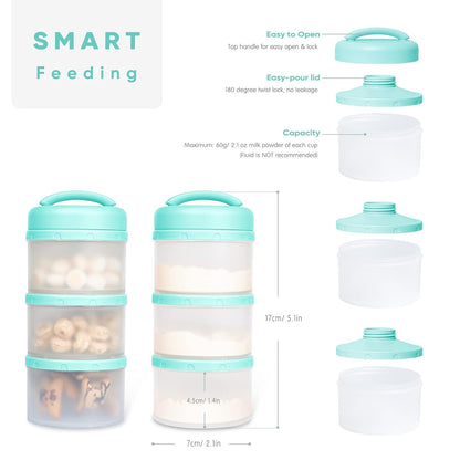 Termichy Stackable Formula Dispenser Portable Milk Powder Container, 2 Pack, Warm Grey