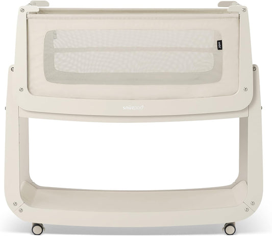SnuzPod 5 Bedside Bassinet for Baby - Newborn Bed with Zip Down Breathable Windows, Rocking Bedside Sleeper with Lift-Off Bassinet, Portable 3-in-1 Baby Cradle with Wheels & Mattress, Natural