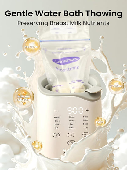 Grownsy Bottle Warmer, Baby Bottle Warmer Fast for Breastmilk & Formula, Accurate Temperature Control, Milk Warmer for All Bottles with Thaw, Sterilizing, Keep Warm, Heat Food