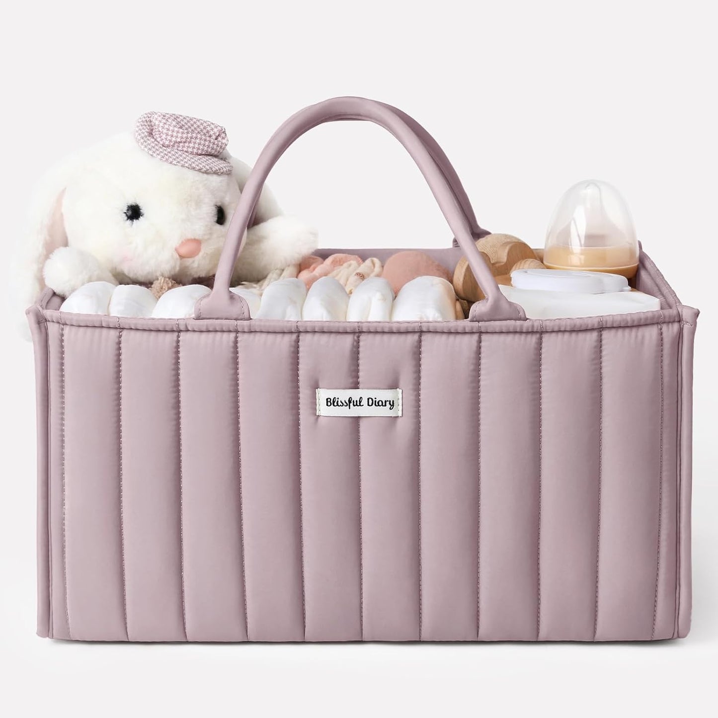 Blissful Diary Baby Diaper Caddy Organizer, Stylish Storage Basket for Newborn Essentials and Diaper Station, Gift for Baby Shower and Registry Must-Have, Mocha Brown