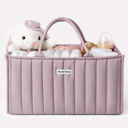 Blissful Diary Baby Diaper Caddy Organizer, Stylish Storage Basket for Newborn Essentials and Diaper Station, Gift for Baby Shower and Registry Must-Have, Mocha Brown