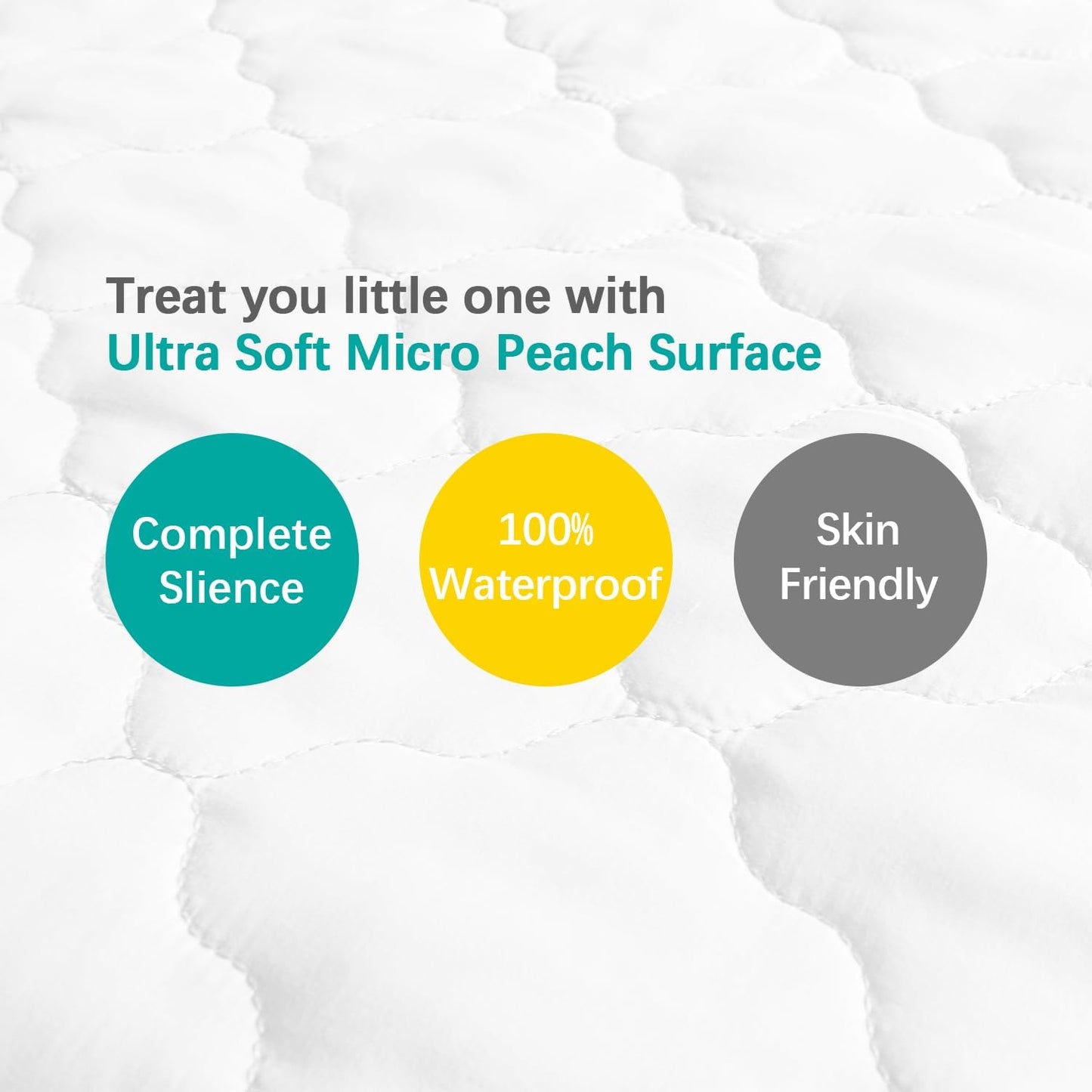 Bassinet Mattress Pad Cover Waterproof, Quilted Mattress Protector Sheets Fits All Mainstream Bassinet - Rectangle, Oval, Hourglass, 2 Pack, 17'' x 33'', Ultra Soft Breathable, White and Grey