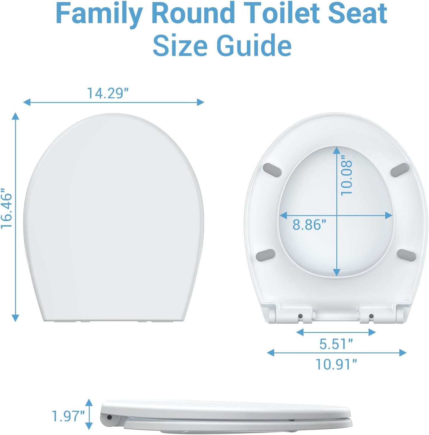 Toilet Seat with Toddler Seat Elongated, PP Material Family Toilet Seat Cover, Soft Close Adult & Toddler Seats, Easy to Clean, Safe Potty Training Solution for Kids, Bathroom Upgrade for Home