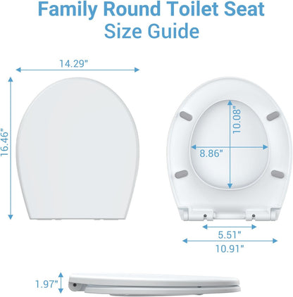 Toilet Seat with Toddler Seat Elongated, PP Material Family Toilet Seat Cover, Soft Close Adult & Toddler Seats, Easy to Clean, Safe Potty Training Solution for Kids, Bathroom Upgrade for Home