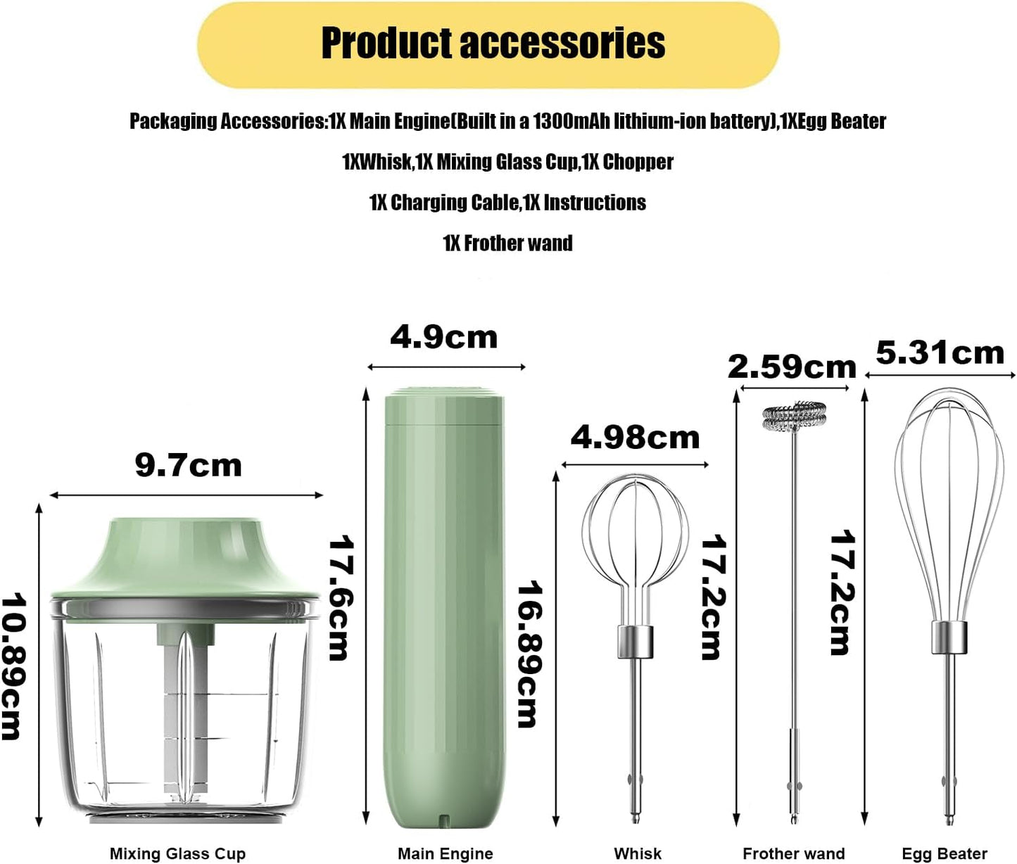Hand Mixer with Whisk and Forther Wand,Electric Whisk, Milk Frother, Hand Held Mixers,Cordless Hand Mixer, Whisks for Cooking, Mini Mixer,Stirrers Electric,Food Chopper, Baby Food Maker,4-Speed, 10Oz