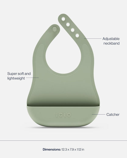 Lalo First Bites Silicone Baby Feeding Set - Baby Led Weaning Supplies - Non-Toxic Silicone - Includes 1 Bib, 2 Spoons, Training Cup, Suction Plate and Bowl - 6 Pieces - Blueberry