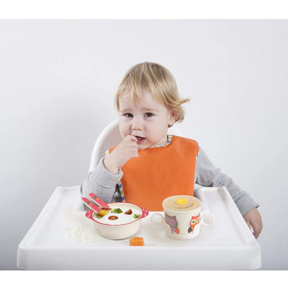 shopwithgreen 7Pcs/Set Bamboo Kids Dinnerware Set - Children Dishes - Food Plate Bowl Cup Spoon Fork Set Dishware, Cartoon Tableware, Dishwasher Safe Kids Healthy Mealtime, BPA Free