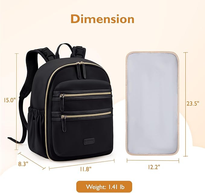 mommore Neoprene Diaper Bag Backpack Small Baby Bag Travel Mini Diaper Backpack for Newborn with Insulated Pockets, Stroller Straps