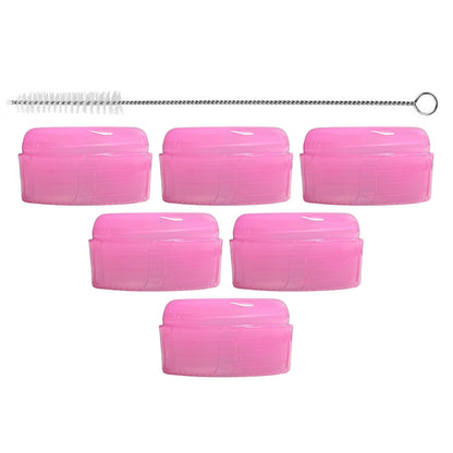 6pcs Replacement Baby Bottle Nipple Ring Collars w/Cleaning Brush for Dr. Brown's Narrow Bottles 4oz & 8oz | 1 Count(Pack of 6) BPA Free | Plastic & Glass Bottles | Mess-Free No Leak or Spills Collars