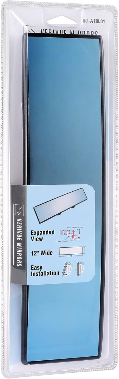 Verivue Universal Panoramic 12-Inch Rear View Mirror, Anti-Glare Wide Angle Car Mirror, Rearview Mirrors Accessory for Baby Rear-Facing, Tint flat Mirrors for Cars and SUVs.