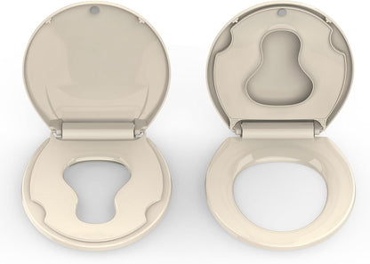 Toilet Seat Round,Toilet Seat with Toddler Seat Built in, Potty Training Toilet Seat Round Fits Both Adult and Child, with Soft Close,Easy Install and Clean - White, Round