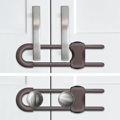 Baby Proofing Cabinets,Cabinet Locks for Babies,2 Pack U-Shaped Child Locks for Cabinets, Child Proof Cabinet Latches,Child Safety Cabinet Locks with Adjustable by SPISPI (Brown)
