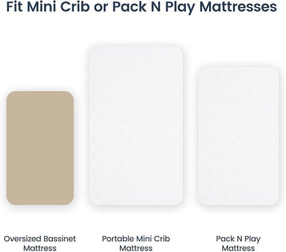david's kids 2 Pack 38''x25'' Waterproof Mini Crib Mattress Protector, Fitted Pack N Play, Playard and Mini Crib Mattresses, Ultra Soft Breathable Pad Cover for Boys Girls Neutral, White
