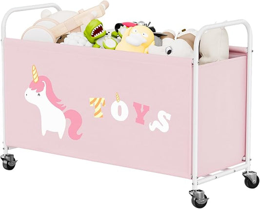 GRANNY SAYS Toy Box for Boys Girls, Extra Large Toy Chest Storage with Wheels, Metal Kids Toy Storage Organizer for Living Room Storage, 135L Toy Bins for Kids Organizer Stuffed Animals, Pink