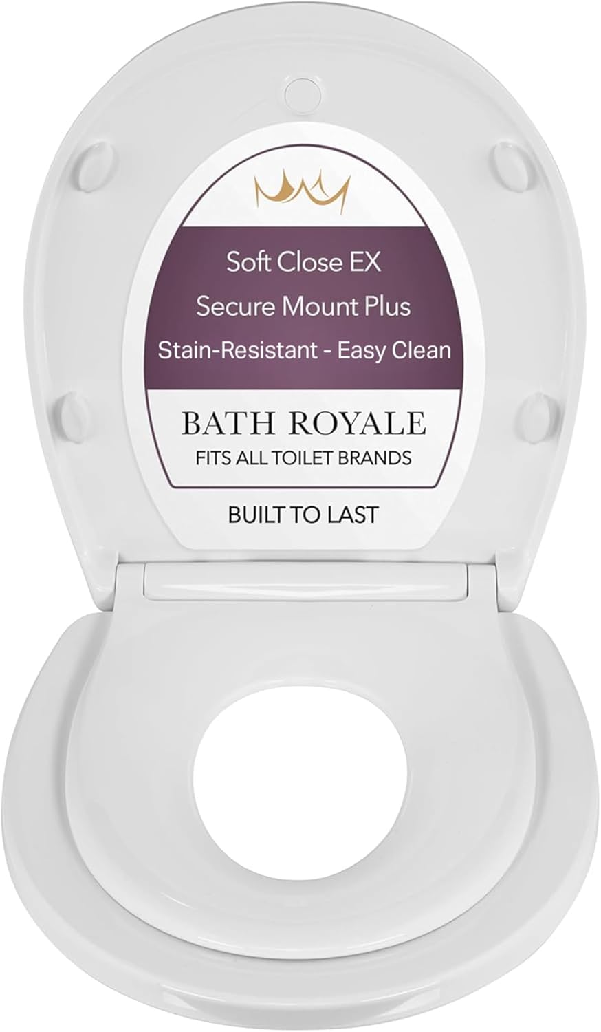 BATH ROYALE Potty Training Seat - Soft Close, Kingsport BR721-00, Elongated White, Adult & Child Combo