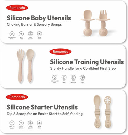 Remonda 23-Piece BPA-Free Silicone Baby Feeding Set | Extra Large Suction Plates, Toddler Bowls, Self Feeding Spoons, and More | Dishwasher Safe| Baby Led Weaning Supplies (Green）01