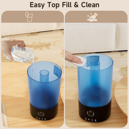 Humidifiers for Bedroom, 3.2L Quiet Ultrasonic Cool Mist Humidifier with 360° Nozzle, 18H Runtime, Timer (1/2/4/8H), Auto Shut-Off, 7-Color RGB Light, Adjustable Mist, for Home, Nursery & Plants