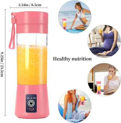 Portable Blender Cup,Electric USB Mini Juicer Blender For Shakes and Smoothies, Juice,380ml, Six Blades Great for Mixing,Black