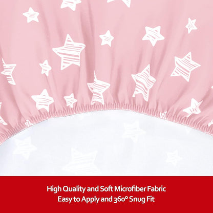 Pack and Play Sheets, 2 Pack Mini Crib Sheets, Stretchy Playard Fitted Sheet, Compatible with Graco Pack n Play, Soft and Breathable Material, Planet & Flower