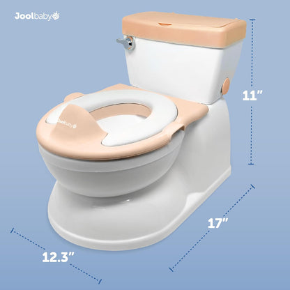 Real Feel 2-in-1 Potty with Wipes Storage, Flushing Sounds & Disposable Liners - Realistic Toilet - Easy to Clean & Assemble - Jool Baby (Gray)