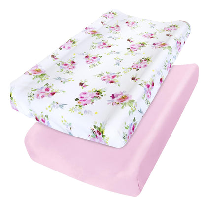 Pack and Play Sheets, 2 Pack Mini Crib Sheets, Stretchy Playard Fitted Sheet, Compatible with Graco Pack n Play, Soft and Breathable Material, Planet & Flower