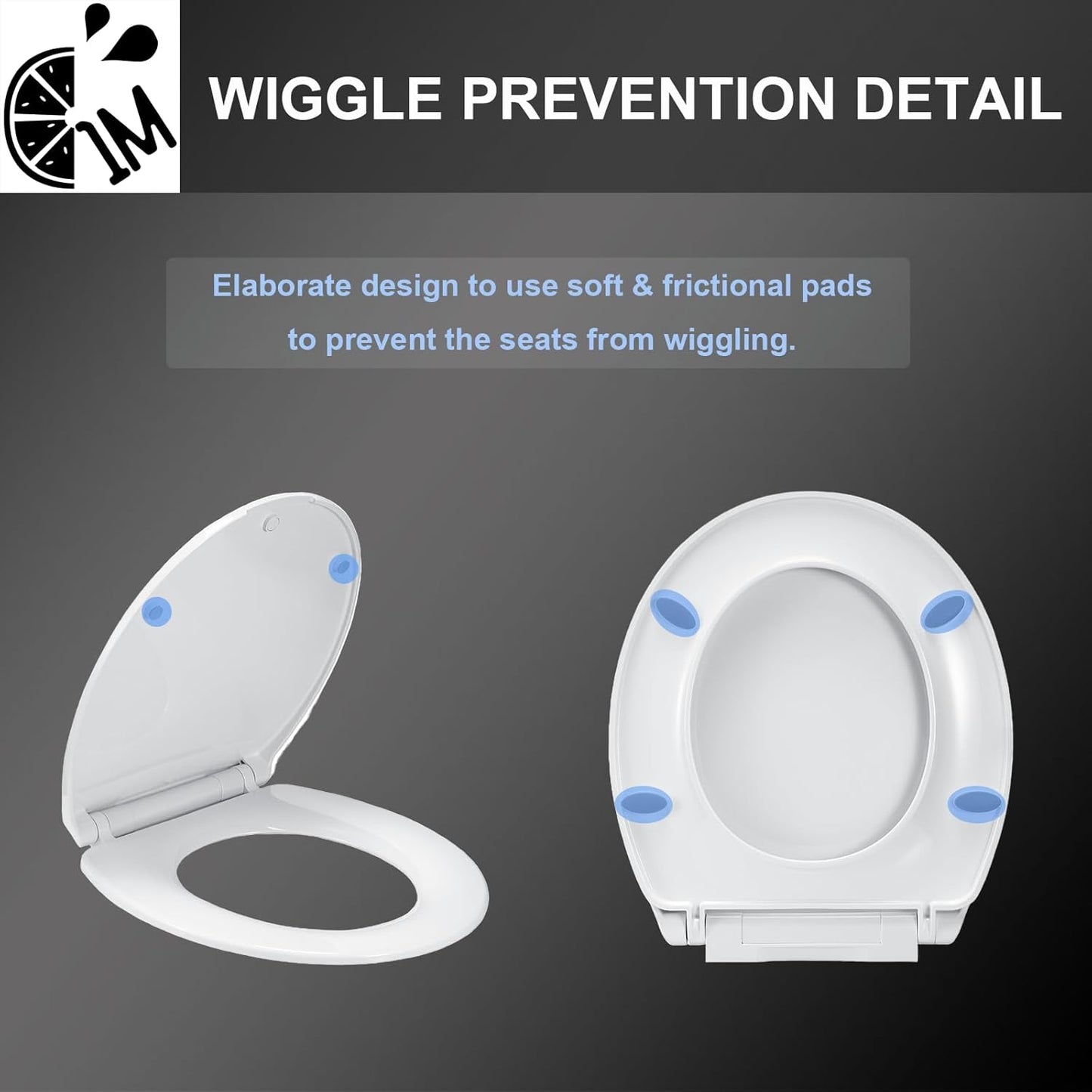 1M Family Toilet Seat, Patented Slow Close & Quick Releasing Technology, Anti-Wiggling, Easy to Install and Clean, Standard Elongated with Toddler Seat Built In (1 Piece)