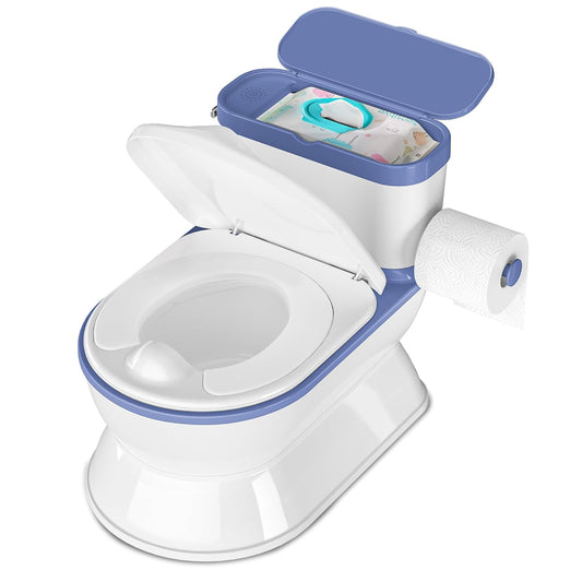 CheerTry 2-in-1 Toddler Potty Training Toilet - Larger Potty Chair & Detachable Training Seat for Boys & Girls Ages 1-3 with Flushing Sound, Wipes Storage, Toilet Paper Holder - Pink