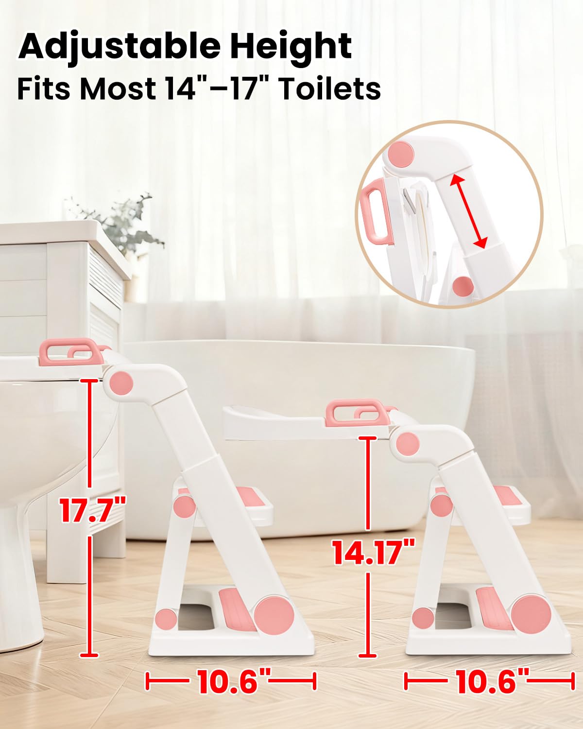 Potty Training Seat, Primlect Upgrade Ultra-Stable Toddler Toilet Seat for Kids Boys Girls, 2 in 1 Potty Training Toilet with Step Stool, Adjustable Seat and Ladder, Non-Slip Pad, Splash Guard (Grey)