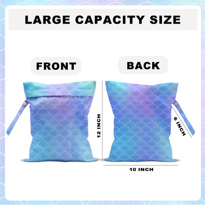 Unicorn Wet Dry Bag 12x10 Inch, Waterproof Reusable Wet Bag with Two Zippered Pockets & Handle for Swimsuit Travel Beach Pool Gym Stroller Dirty Yoga Gym Clothes Toiletries Daycare Organizer
