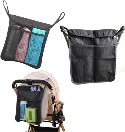 Baby Stroller Organizer,Black,Umbrella stroller organizer,Extra pockets to store snacks/wipes items,Holds water bottles, toddler sweat shirt etc (Black)