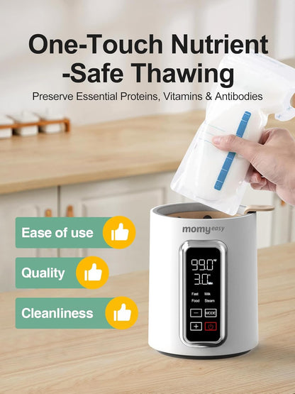 MOMYEASY Fast 2-Minute Baby Bottle Warmer - Steam Heating for Breastmilk & Formula, Fits All Bottles, Precise Temp Control with Timer, Auto Shut-Off